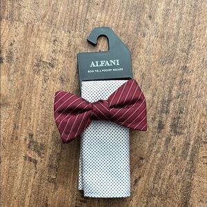 Alfani Red Bow Tie and Pocket Square Set